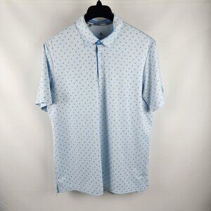 SOLD OUT adidas Shirt Mens Large Blue Geometric All Over Print Golf Polo